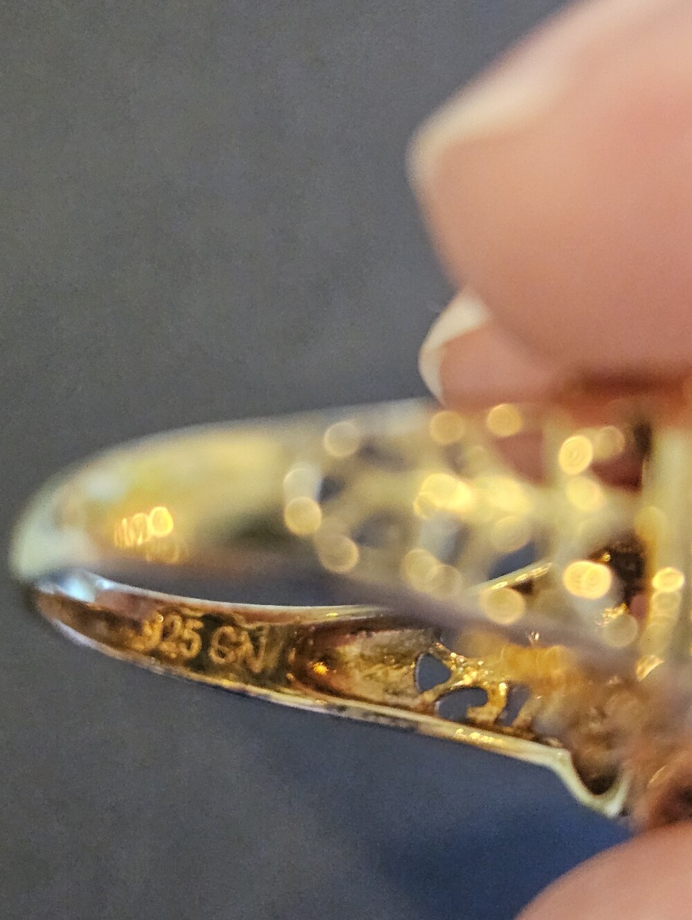 Three-Stone Blue Faceted Lapis Gemstone Ring in Gold Over Sterling Silver - Picture 7 of 7